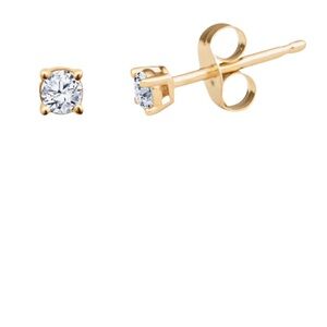 NWT Diamond Classic Jewelry Stud Earrings 10kt Gold 1/10 ct New Valentines Gift